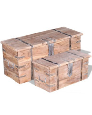 Ensemble de deux coffres de rangement Bois d'Acacia | Mobilier & Déco