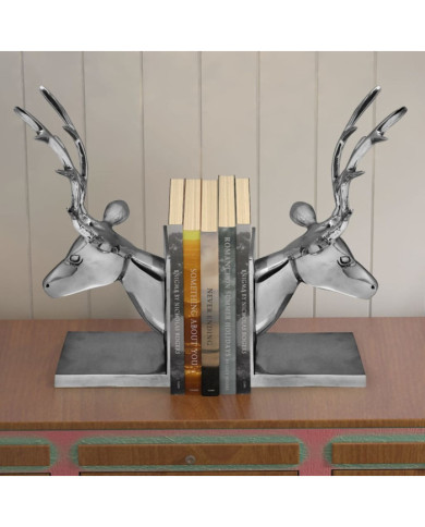 Serre-livres cerf 2 pièces Aluminium Argenté | Mobilier & Déco