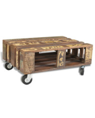Table basse avec 4 roulettes Bois recyclé | Mobilier & Déco
