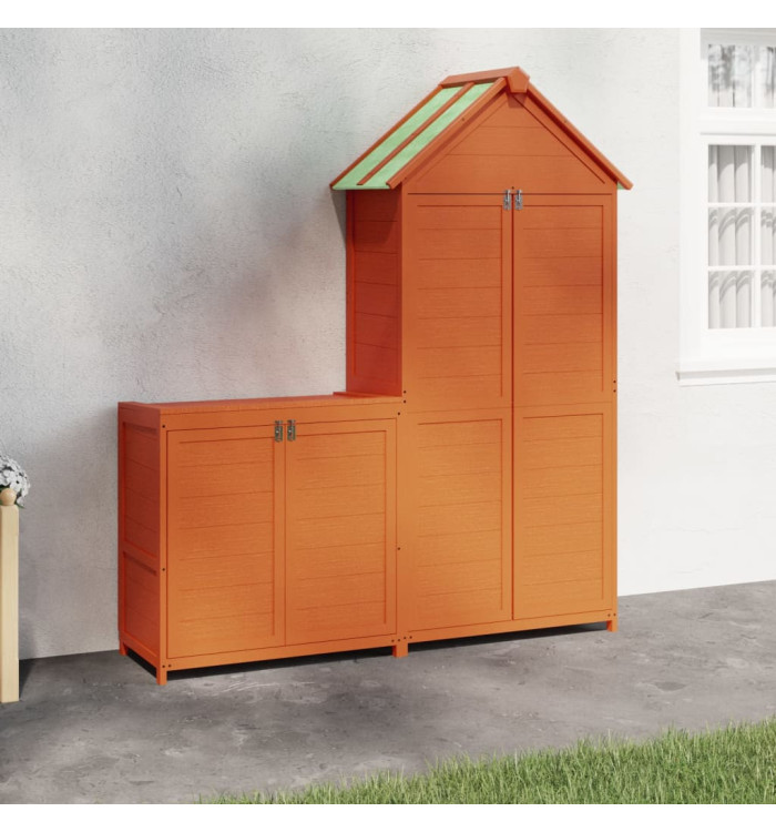 Ensemble de remise à outils de jardin 2 pcs marron pin massif | Mobilier & Déco