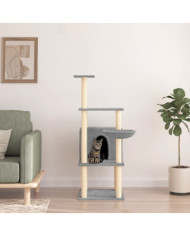 Arbre à chat avec griffoirs en sisal gris clair 132 cm | Mobilier & Déco