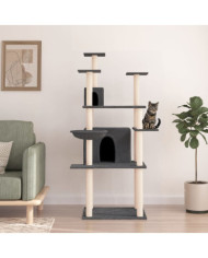 Arbre à chat avec griffoirs en sisal Gris foncé 166 cm | Mobilier & Déco