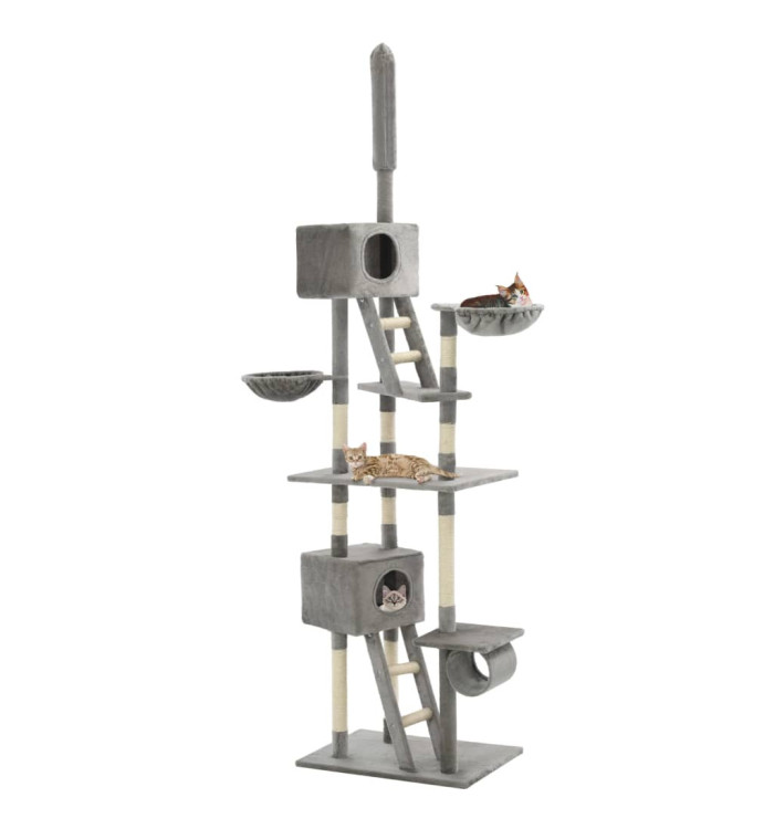 Arbre à chat avec griffoirs en sisal 230-260 cm Gris | Mobilier & Déco