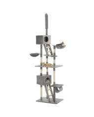 Arbre à chat avec griffoirs en sisal 230-260 cm Gris | Mobilier & Déco