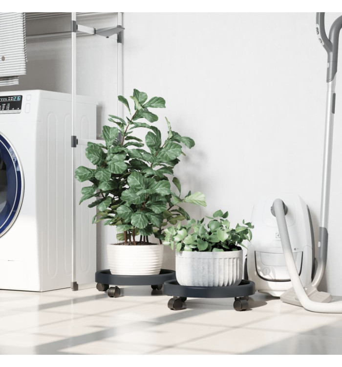 Chariots à plantes avec roues 2 pcs gris diamètre 34 cm 35 kg | Mobilier & Déco