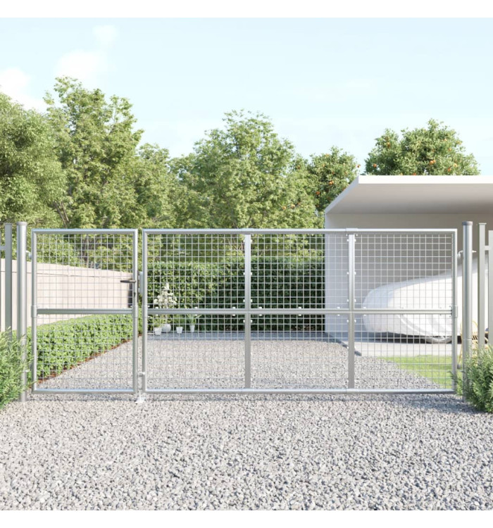 Portal de jardin maille argenté 350x175 cm acier galvanisé | Mobilier & Déco