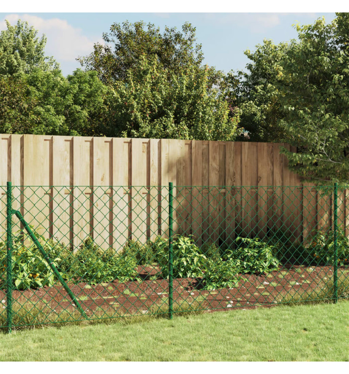 Clôture à mailles losangées avec piquet d'ancrage vert 1x10 m | Mobilier & Déco