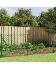 Clôture à mailles losangées avec piquet d'ancrage vert 1x10 m | Mobilier & Déco