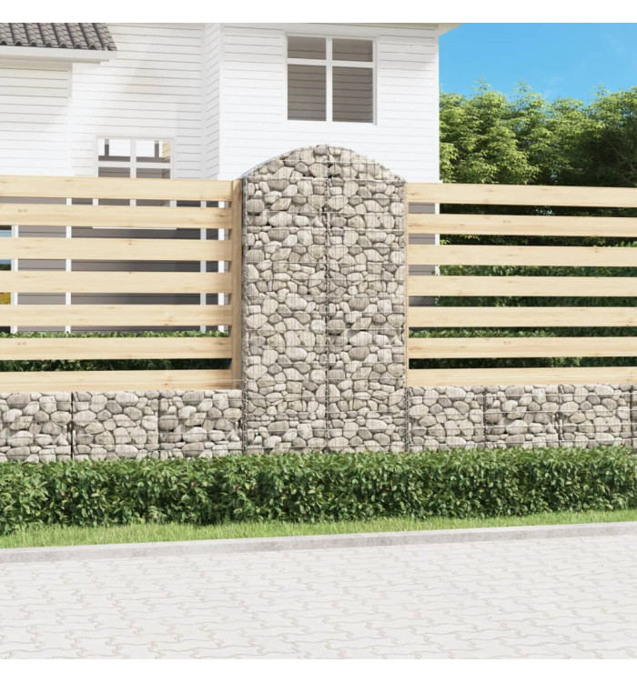 Panier de gabions arqué 100x30x200/220 cm Fer galvanisé | Mobilier & Déco