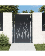 Portail de jardin anthracite 105x130cm acier conception d'herbe | Mobilier & Déco