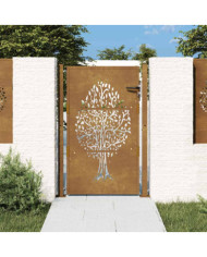 Portail de jardin 105x155 cm acier corten conception de l'arbre | Mobilier & Déco