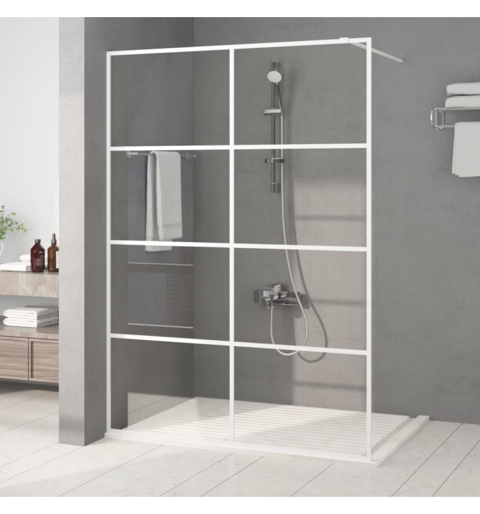 Paroi de douche Blanc 140x195 cm Verre ESG transparent | Mobilier & Déco