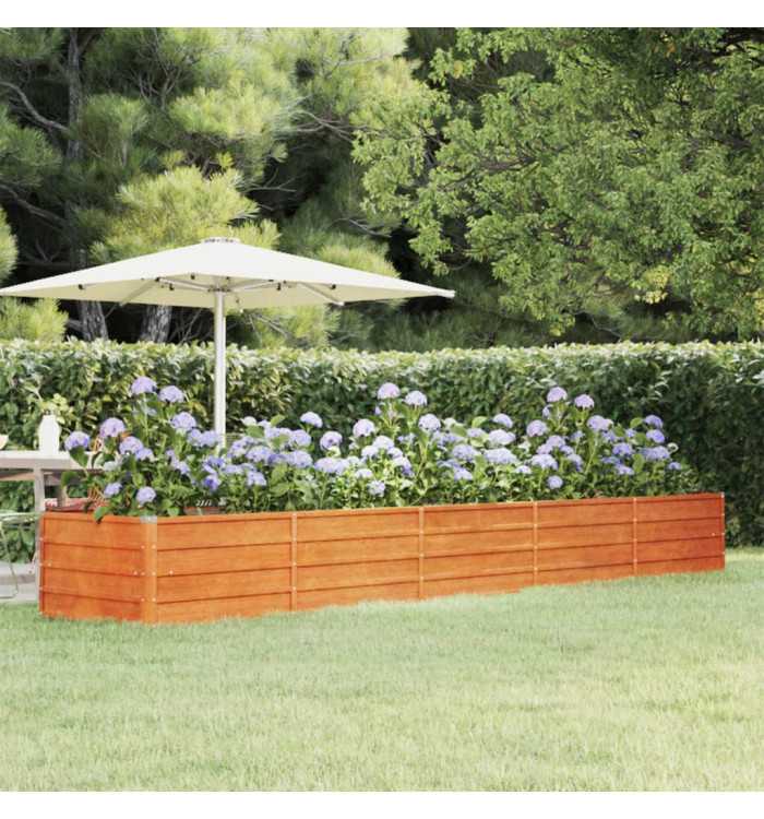 Lit surélevé de jardin rouillé 400x80x45 cm acier corten | Mobilier & Déco