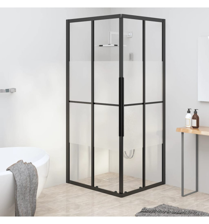 Cabine de douche ESG semi-dépoli 90x70x180 cm Noir | Mobilier & Déco