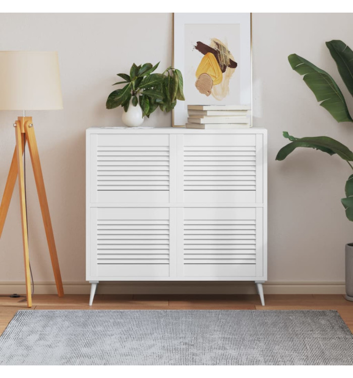 Portes d'armoire à persiennes 4pcs blanc 39,5x49,4cm pin massif | Mobilier & Déco