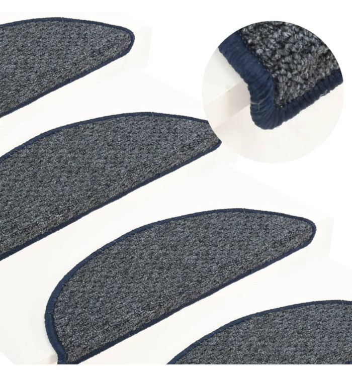 Tapis de marches d'escalier 15 pcs Bleu foncé 56x17x3 cm | Mobilier & Déco