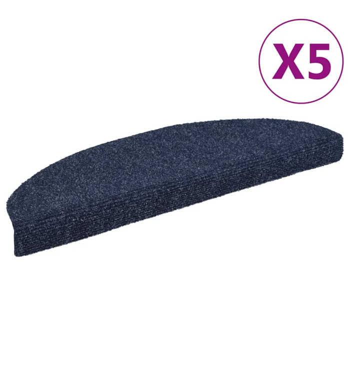 Tapis autoadhésifs de marches 5 pcs Bleu 65x21x4 cm Aiguilleté | Mobilier & Déco