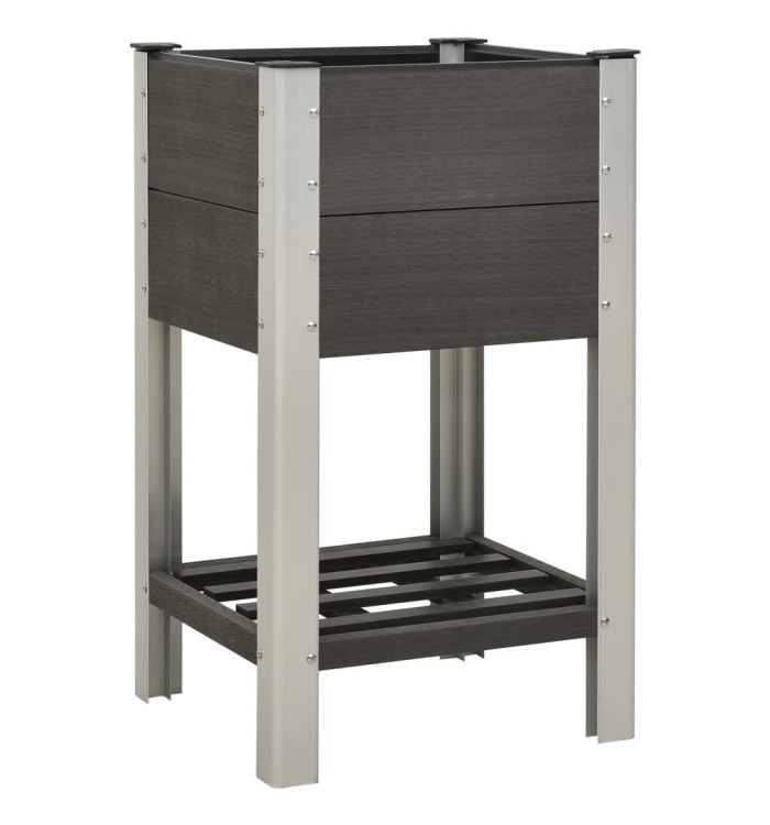 Lit surélevé de jardin avec étagère 50x50x90 cm WPC Gris | Mobilier & Déco