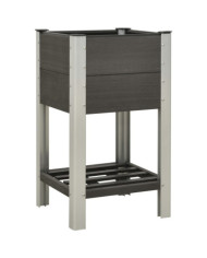 Lit surélevé de jardin avec étagère 50x50x90 cm WPC Gris | Mobilier & Déco
