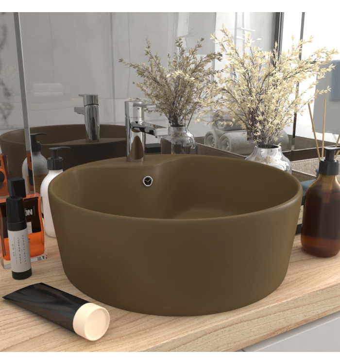 Lavabo de luxe avec trop-plein Crème mat 36x13 cm Céramique | Mobilier & Déco