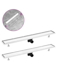 Drain de douche avec couvercle 2 en 1 93x14 cm Acier inoxydable | Mobilier & Déco