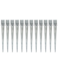Piquets au sol 12 pcs Argenté 10x10x91 cm Acier galvanisé | Mobilier & Déco