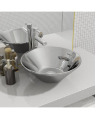 Lavabo 42 x 14 cm Céramique Argenté | Mobilier & Déco