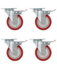 Roulettes pivotantes avec double freins 4 pcs 100 mm | Mobilier & Déco