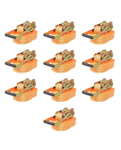 Sangle d’arrimage à cliquet 10 pcs 2 tonnes 8 m x 50 mm Orange | Mobilier & Déco