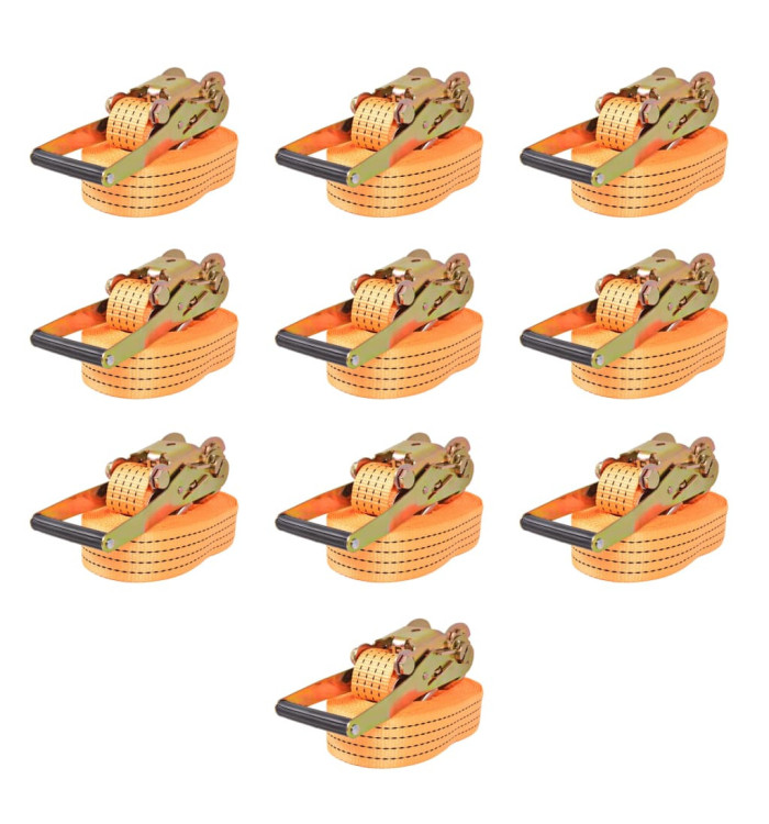 Sangle d’arrimage à cliquet 10 pcs 2 tonnes 8 m x 50 mm Orange | Mobilier & Déco