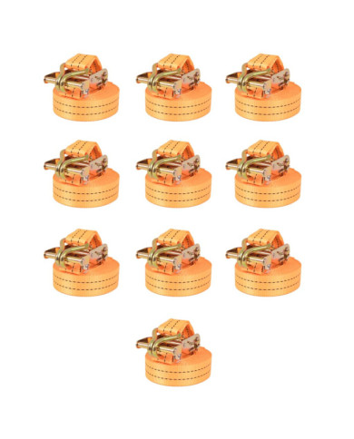 Sangle d’arrimage à cliquet 10 pcs 1 tonne 6 m x 38 mm Orange | Mobilier & Déco