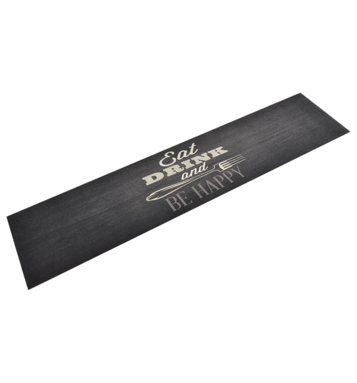 Tapis de cuisine lavable impression cuisine noir 60x300 cm | Mobilier & Déco