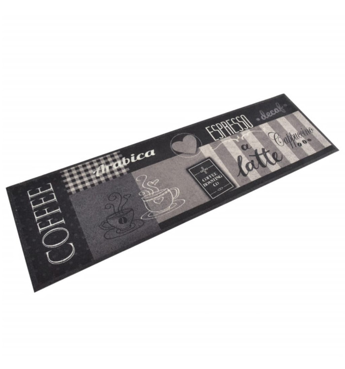 Tapis de cuisine lavable impression café noir 45x150 cm velours | Mobilier & Déco