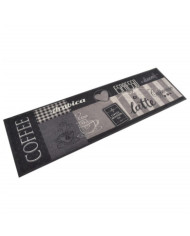 Tapis de cuisine lavable impression café noir 45x150 cm velours | Mobilier & Déco