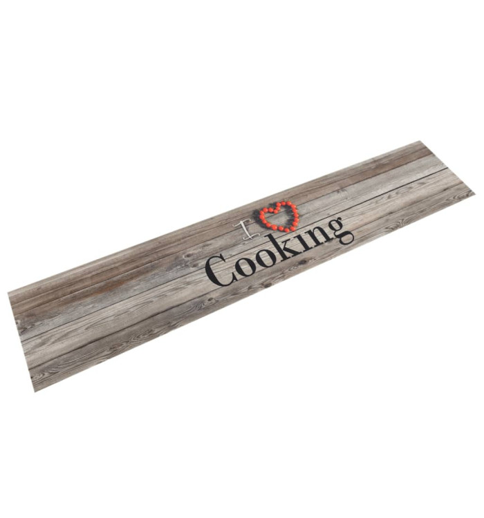 Tapis de cuisine lavable impression cuisine gris 60x300 cm | Mobilier & Déco