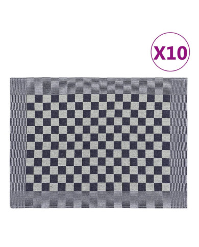 Serviettes de cuisine 10 pcs bleu et blanc 50x70 cm coton | Mobilier & Déco