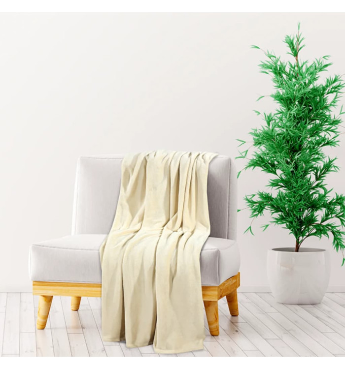 Couverture crème 150x200 cm polyester | Mobilier & Déco