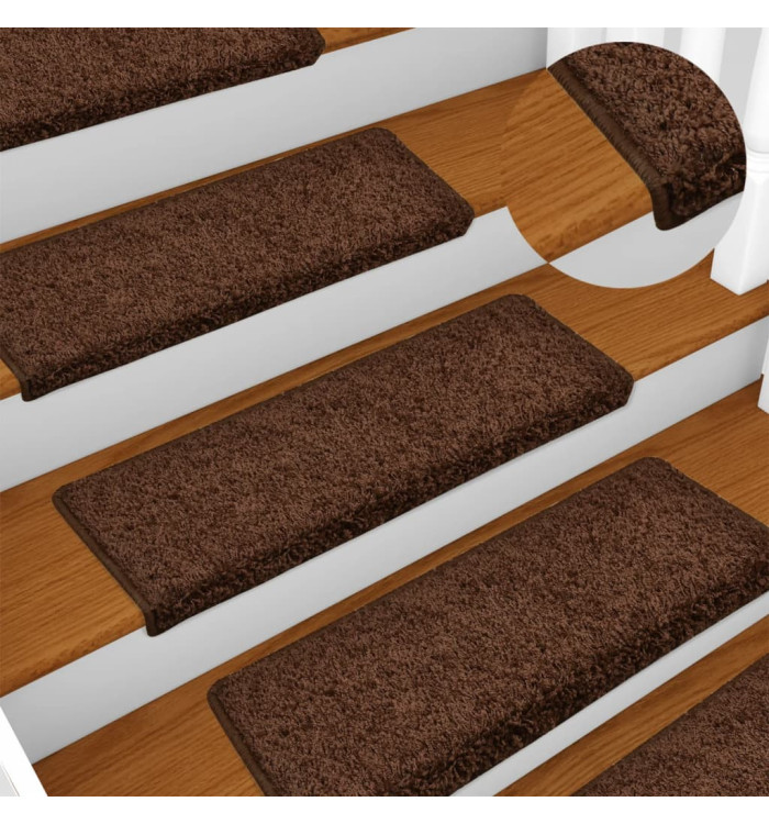 Tapis d'escalier 15 pcs 65x21x4 cm Marron | Mobilier & Déco