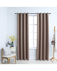 Rideaux occultants avec anneaux en métal 2 pcs Taupe 140x175 cm | Mobilier & Déco