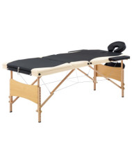 Table de massage pliable 3 zones Bois Noir et beige | Mobilier & Déco