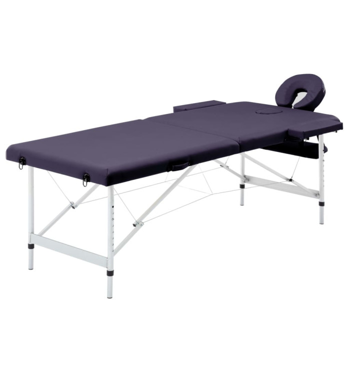 Table de massage pliable 2 zones Aluminium Violet | Mobilier & Déco