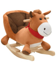 Cheval à bascule avec dossier Peluche 60x32x50 cm Marron | Mobilier & Déco