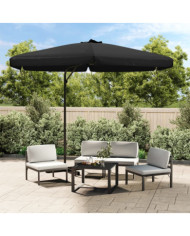 Parasol de jardin avec mât en acier 300 cm Noir | Mobilier & Déco