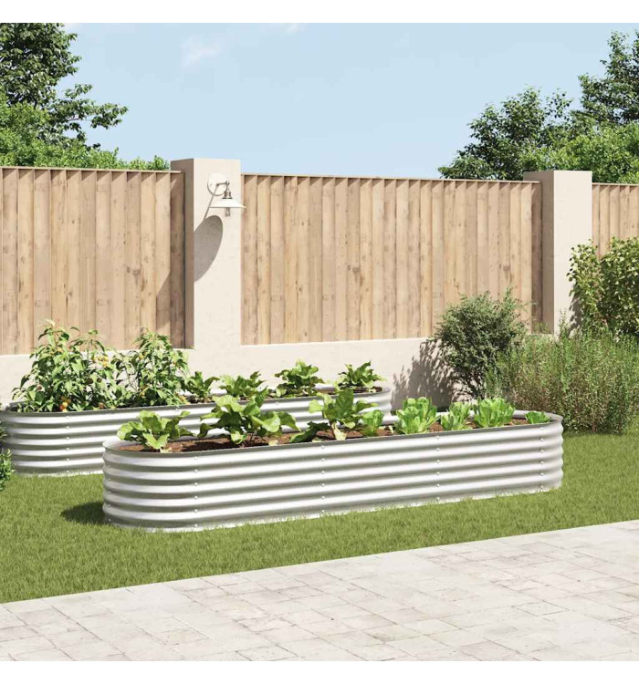 Lit surélevé de jardin 320x80x44 cm Acier galvanisé Argenté | Mobilier & Déco