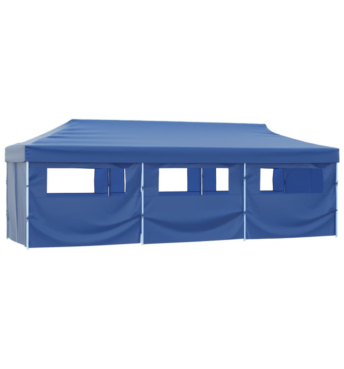 Tente de réception pliable avec 8 parois 3x9 m Bleu | Mobilier & Déco
