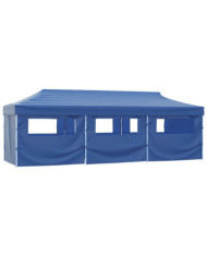 Tente de réception pliable avec 8 parois 3x9 m Bleu | Mobilier & Déco