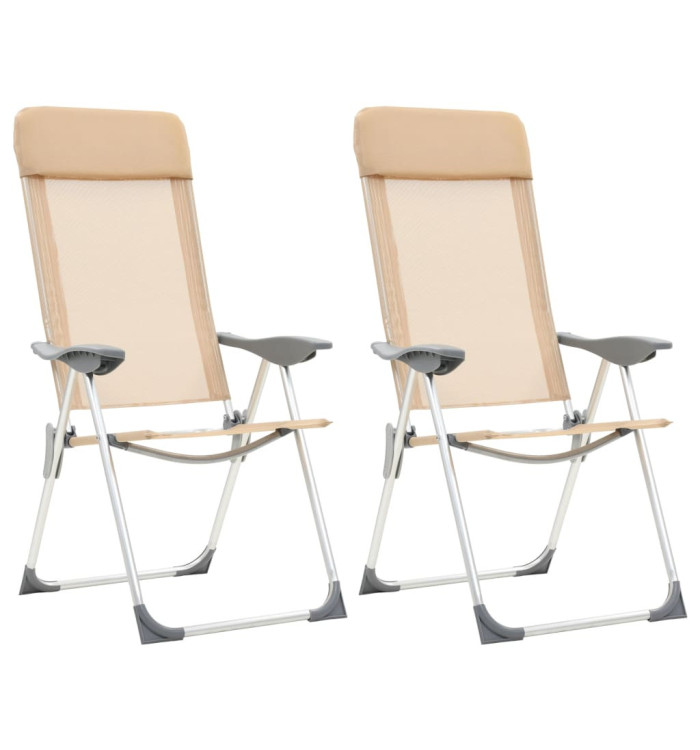 Chaises de camping pliables lot de 2 Crème Aluminium | Mobilier & Déco