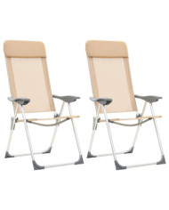 Chaises de camping pliables lot de 2 Crème Aluminium | Mobilier & Déco