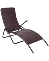 Chaise longue pliable résine tressée marron | Mobilier & Déco