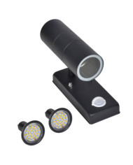 Lampe murale à LED avec capteur Inox Forme cylindrique Noir | Mobilier & Déco